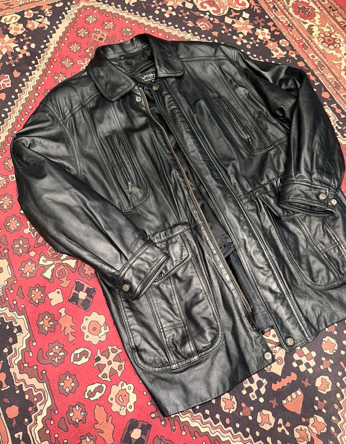 ( XL-2XL ) 가죽코트 가죽하프 가죽카코트 레더자켓 아메카지  상품이미지6