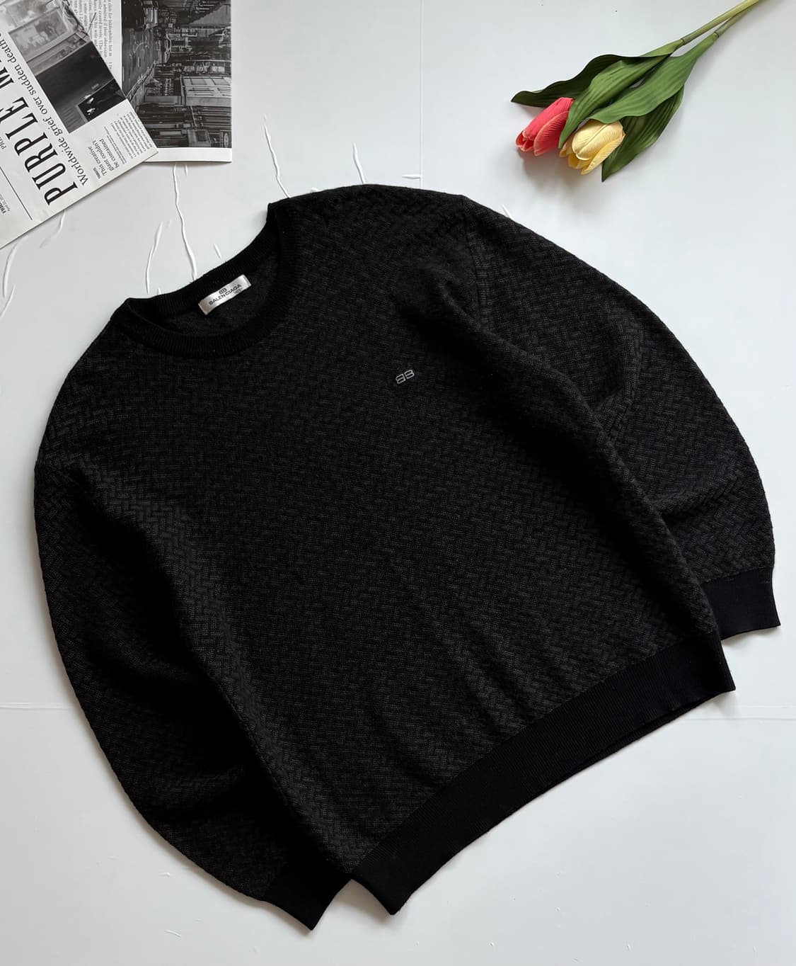 발렌시아가 빈티지 블랙 패턴 니트 상품이미지1