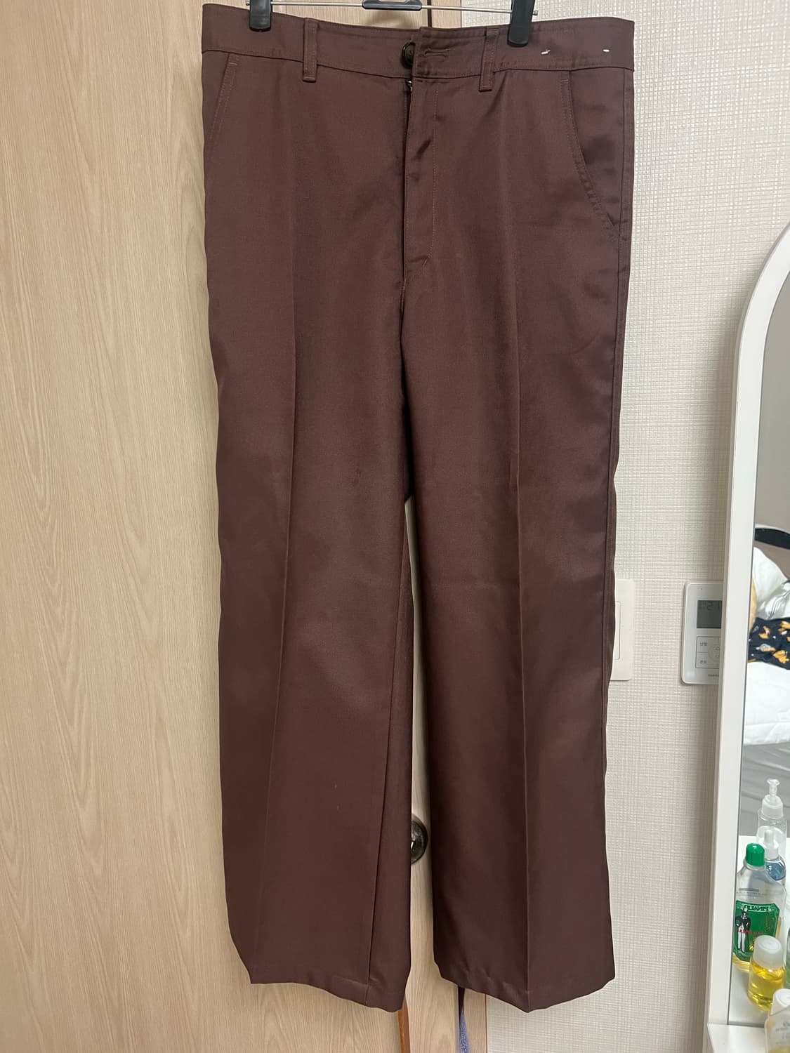 유니클로U/트윌 와이드 팬츠 다크브라운/XL 상품이미지2