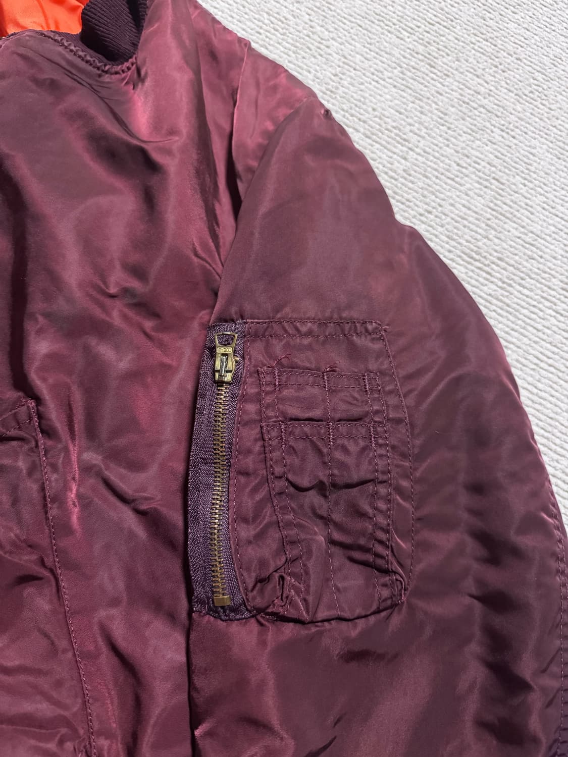 80s USA made 알파인더스트리 MA-1 버건디 M 상품이미지4