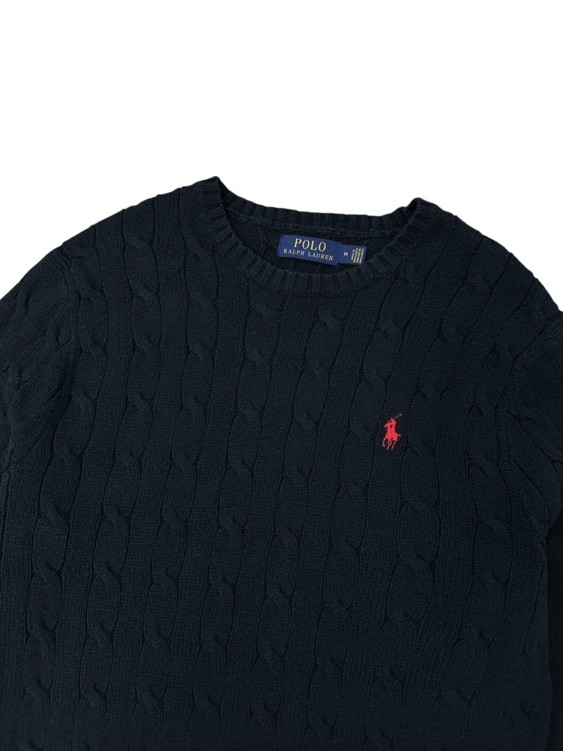 폴로 케이블 꽈배기 니트 블랙 (M) 상품이미지2