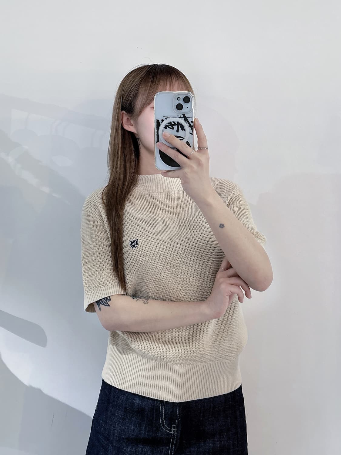 마리떼프랑소와저버 베이지 와플 반팔 니트 상품이미지2