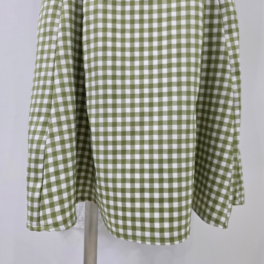 그린 깅엄 체크 머메이드 롱 스커트 상품이미지4