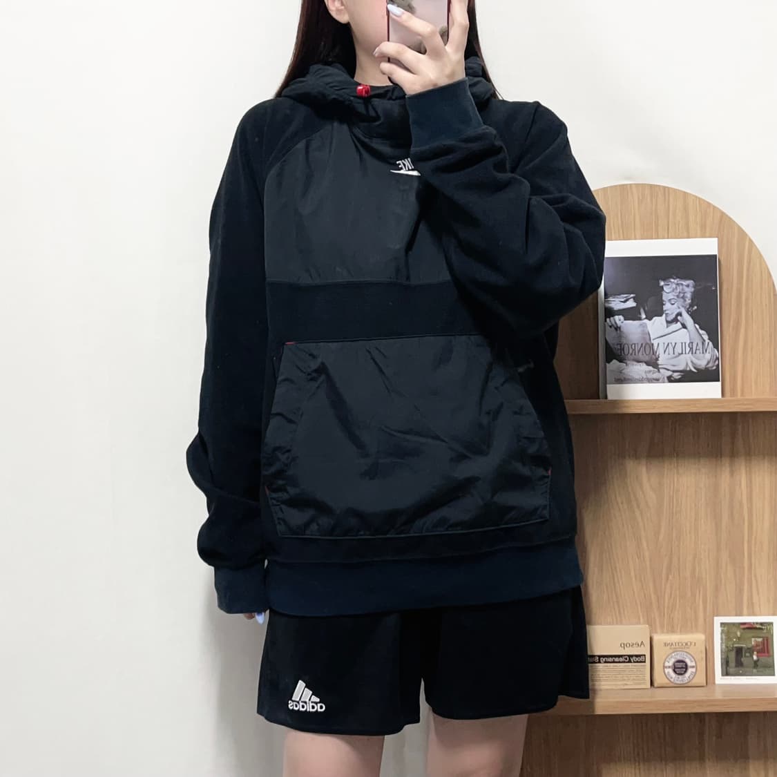 [정품] 나이키 블랙 하이브리드 후리스 후드티 [ L ] 상품이미지2