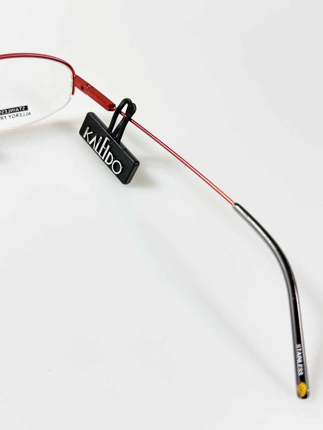 90s KALEIDO 레드 반무테 스퀘어 메탈 빈티지 안경 상품이미지6