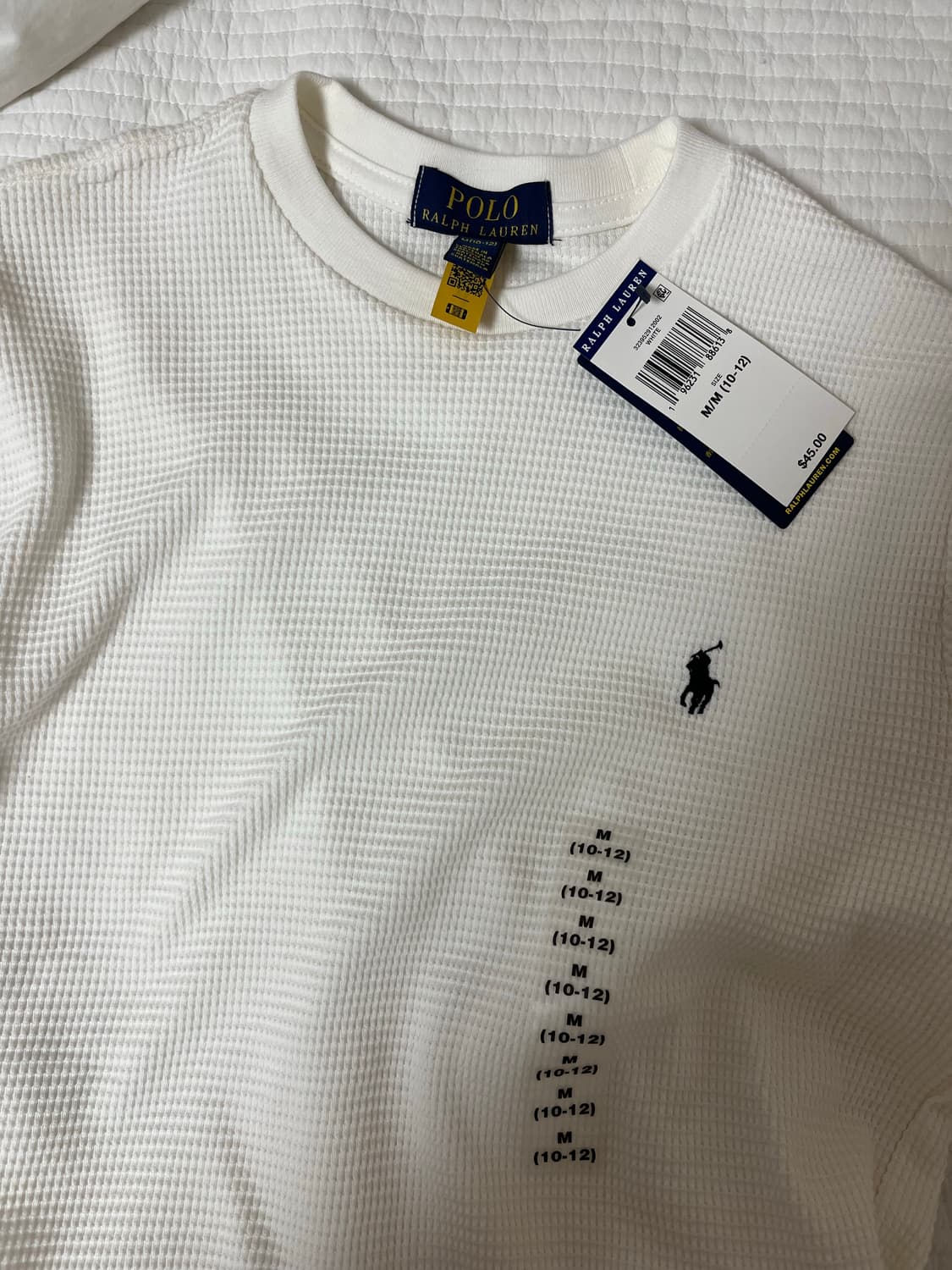 폴로랄프로렌 키즈 보이즈 화이트 와플 긴팔 티셔츠 m 상품이미지2