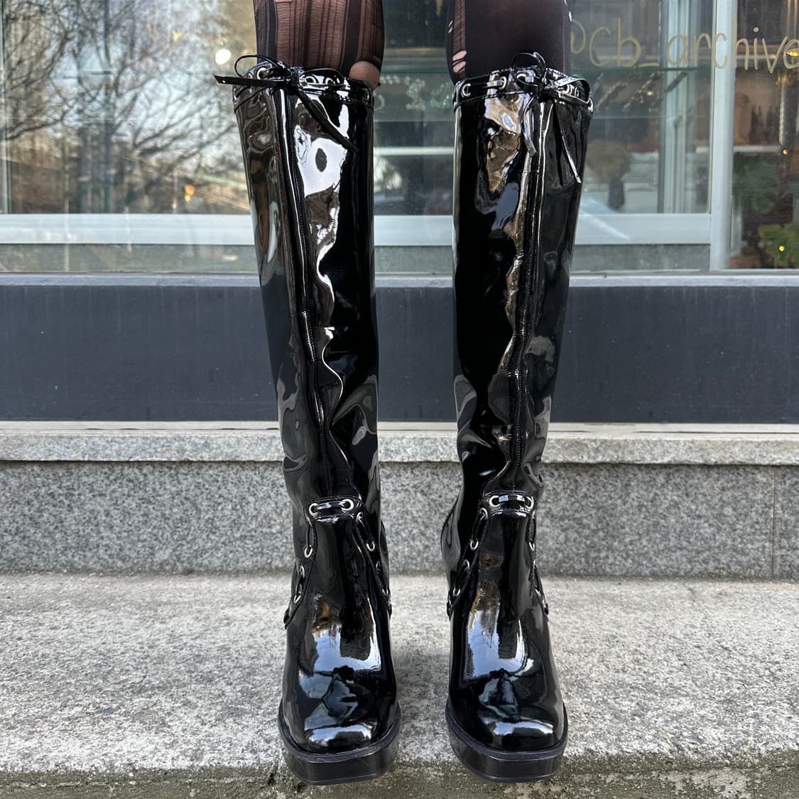 00s 빈티지 마이클 코어스 코셋 리본 웨지 롱 부츠 상품이미지8