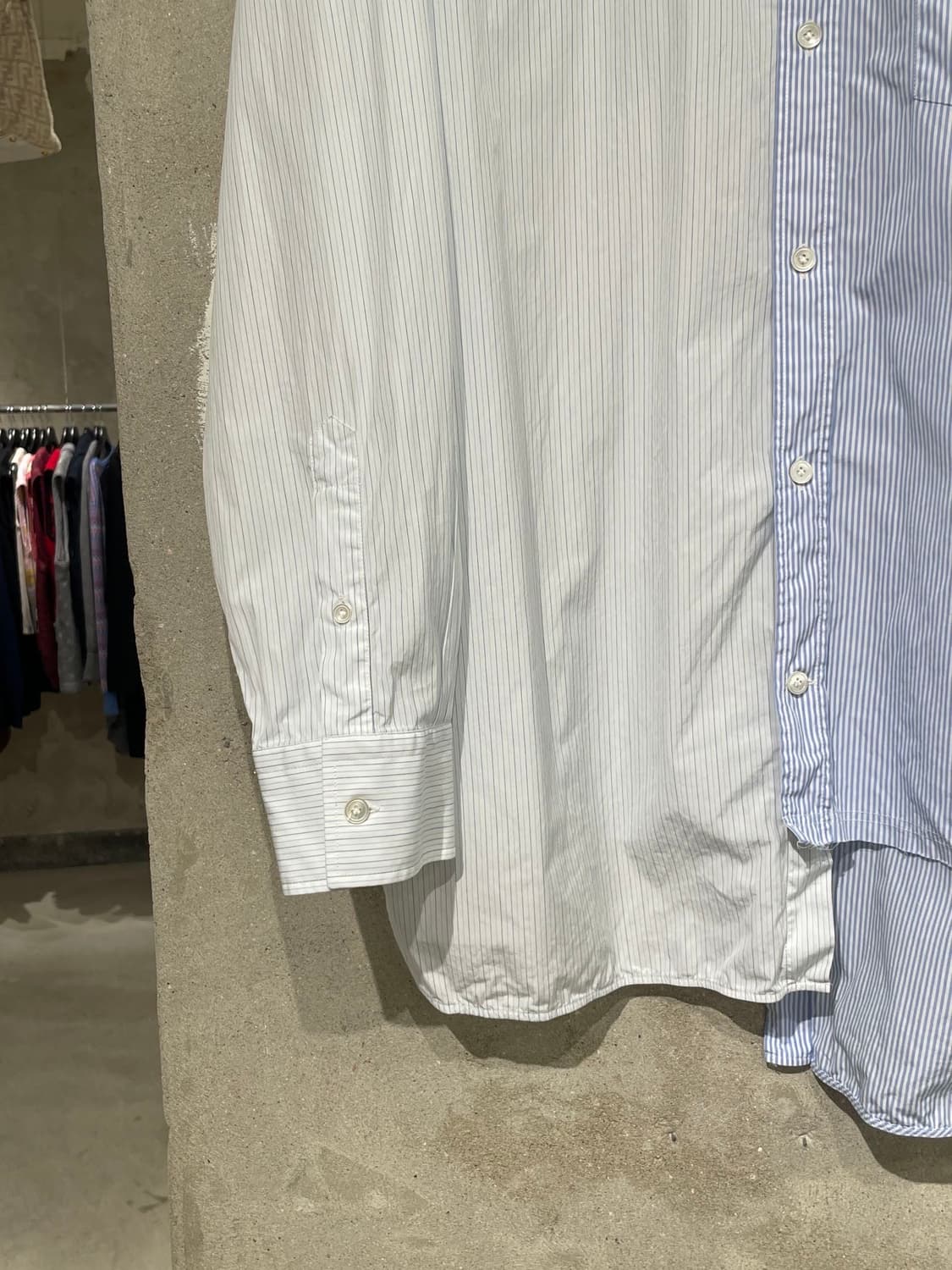 랑방 투 톤 스플릿 스트라이프 코튼 오버 셔츠 상품이미지4