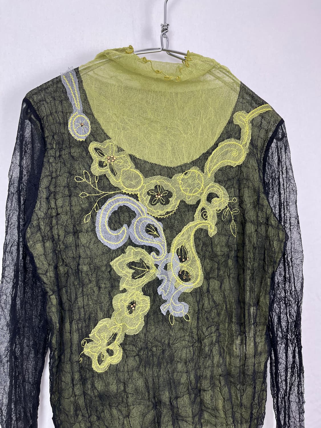 Vintage (Japan made) 애스닉 패턴 시스루 상품이미지4