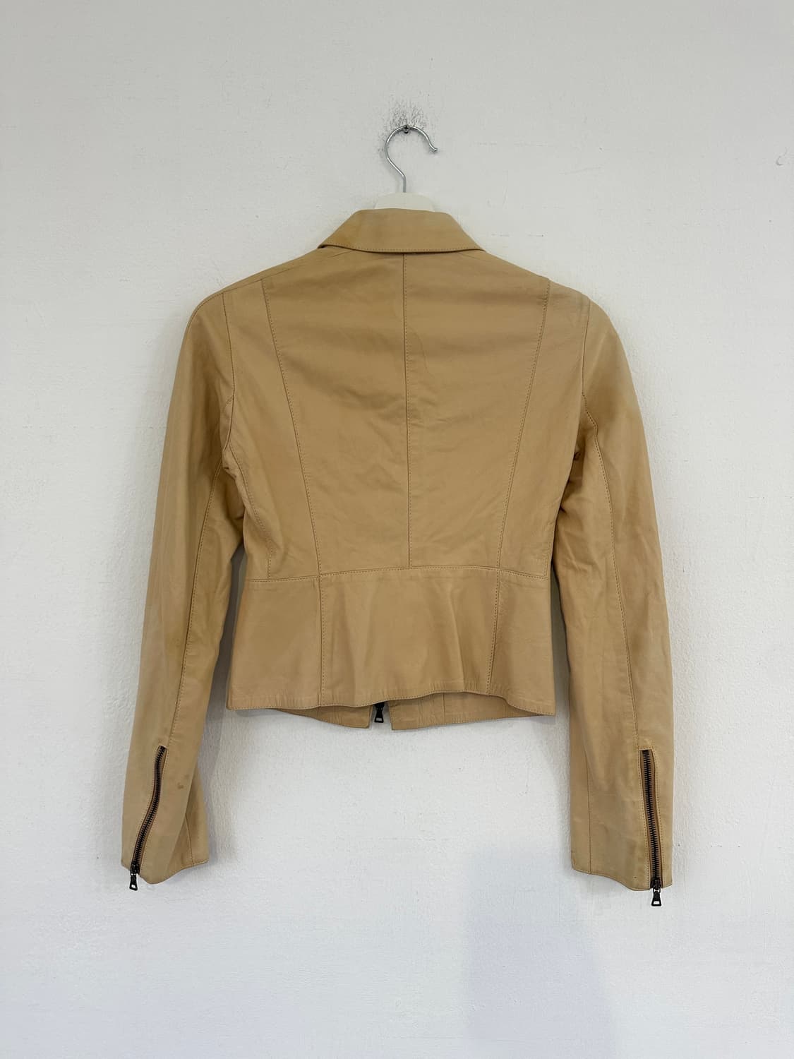 프라다 2000s 베이지 램스킨 레더 크롭자켓 상품이미지6