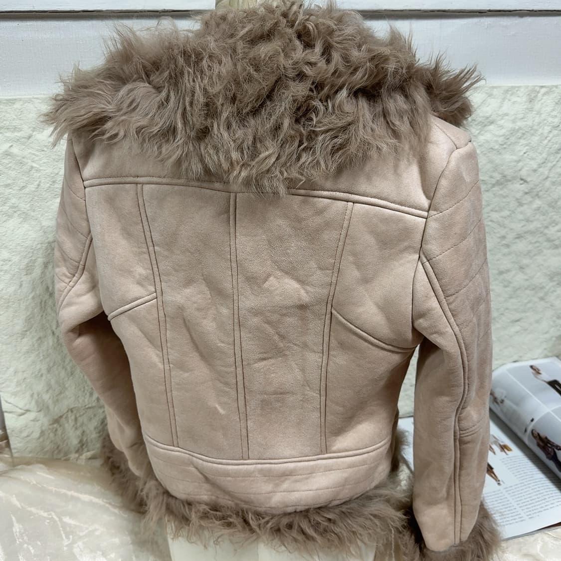 빈티지 로즈 핑크 토스카나 양털 스웨이드 무스탕 상품이미지3