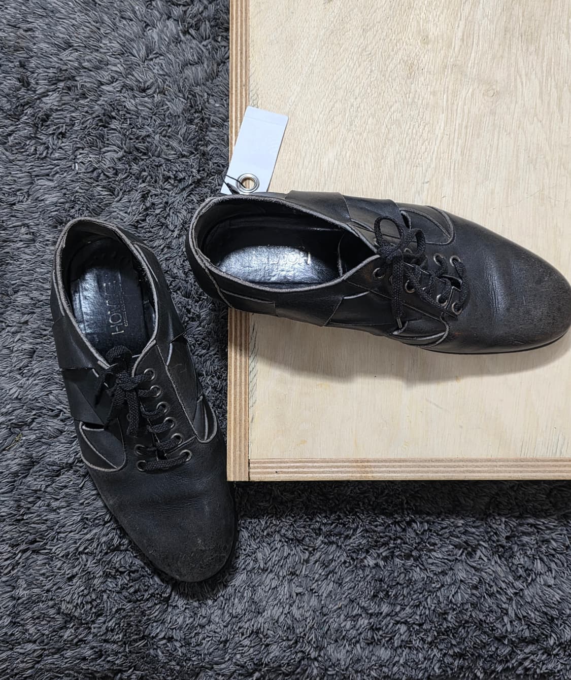 80s CDGH Woven leather lace-up shoes 상품이미지2