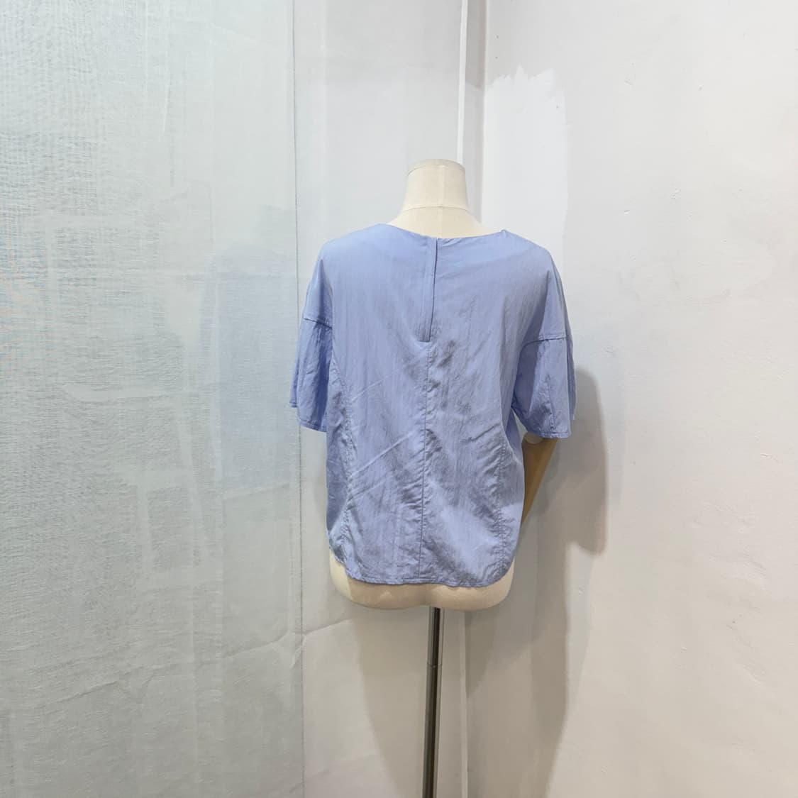 바스락 나일론 블루 하늘 반팔블라우스 4554 상품이미지3