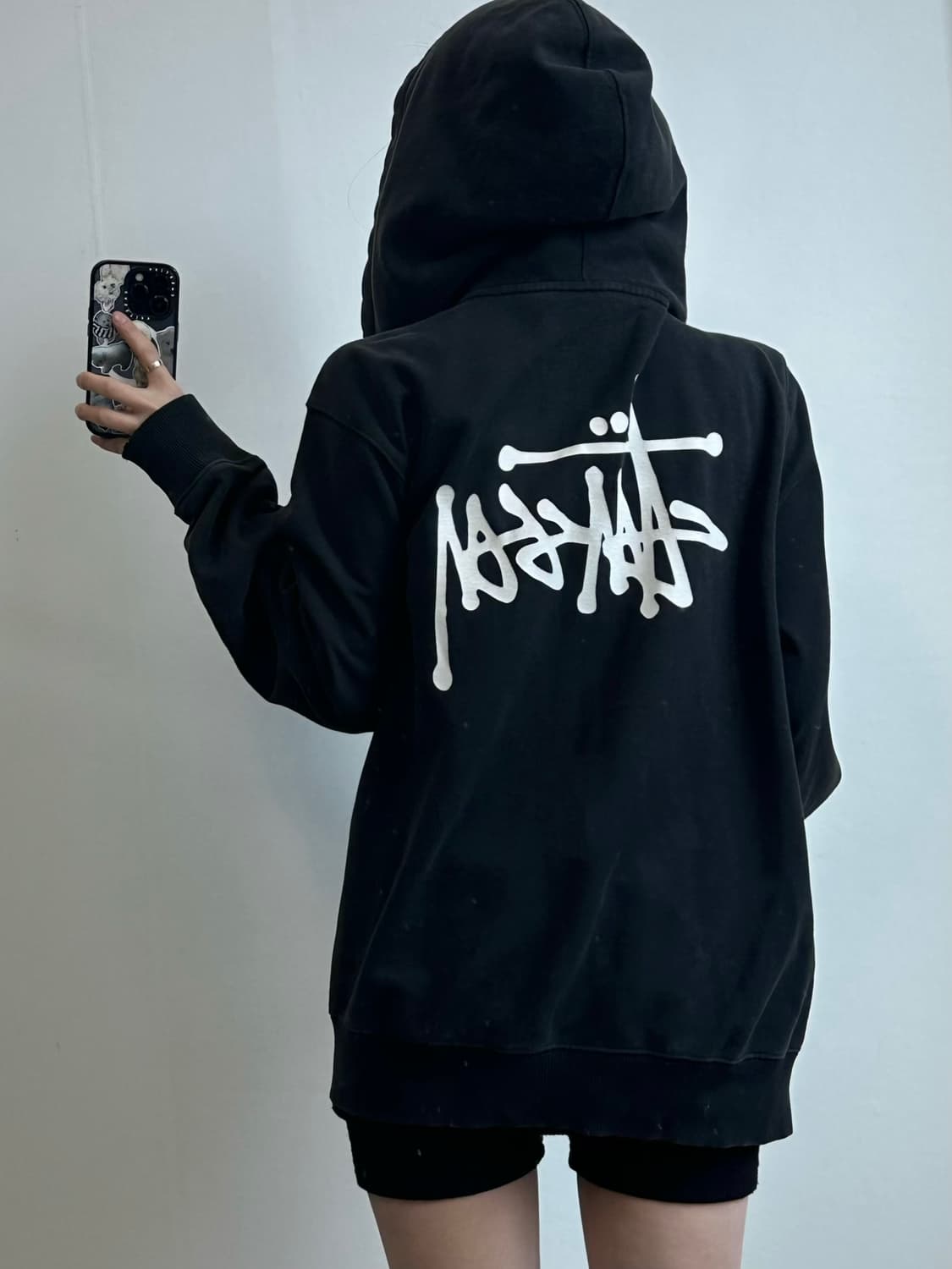 스투시 베이직 블랙 후드집업 상품이미지1