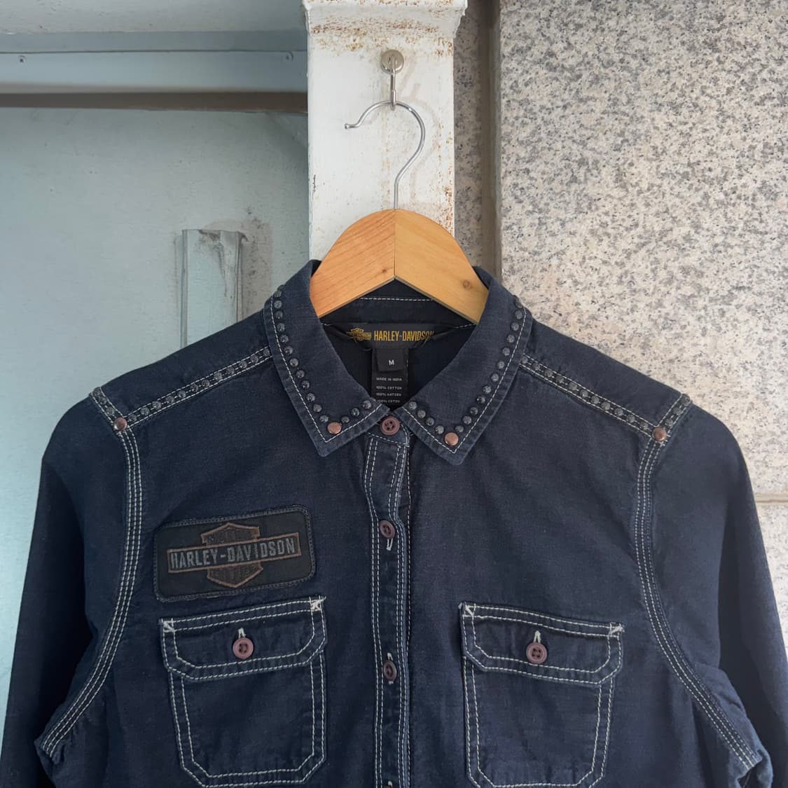 할리데이비슨 스터드 데님 포켓 셔츠 상품이미지3