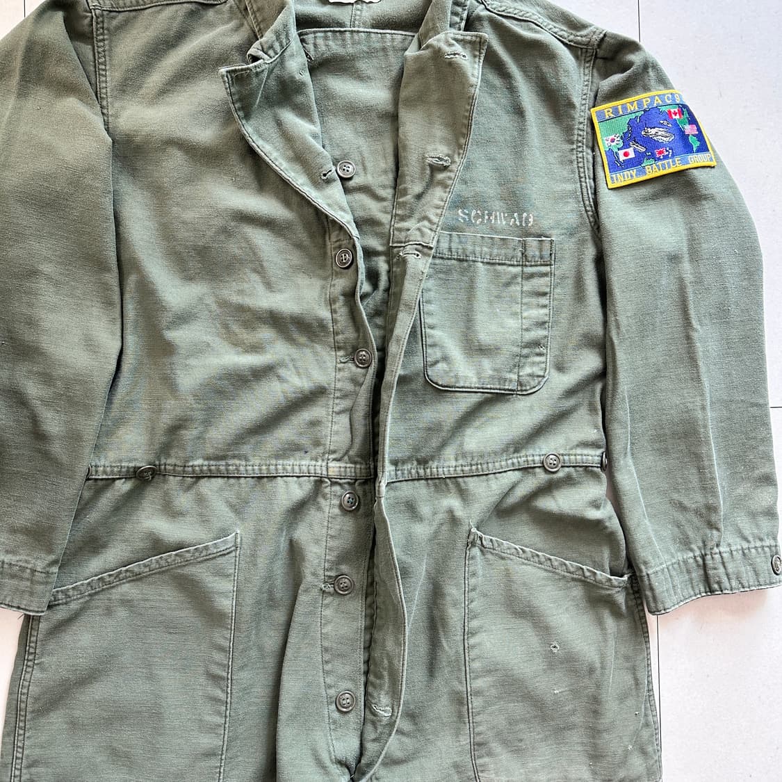 80s 미군 1세대 사틴 OG107 커버올 점프수트 XL  상품이미지6