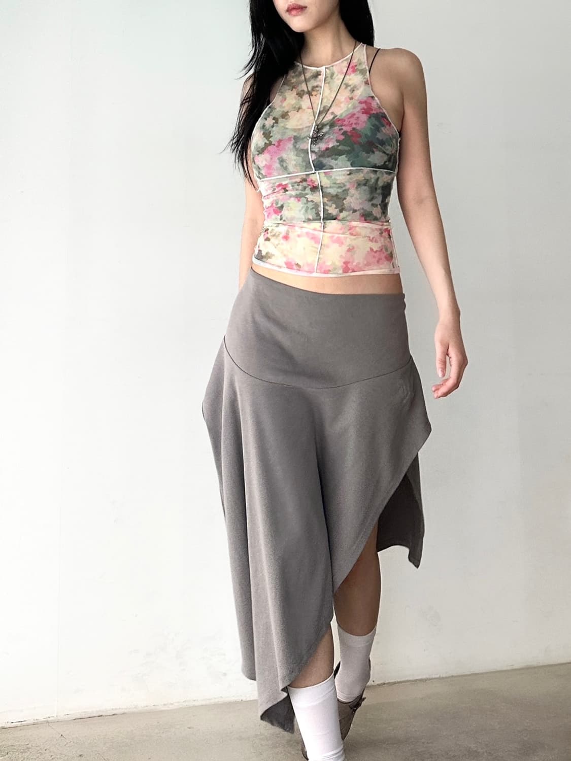 Aurora sheer halter sleeveless / green 상품이미지5