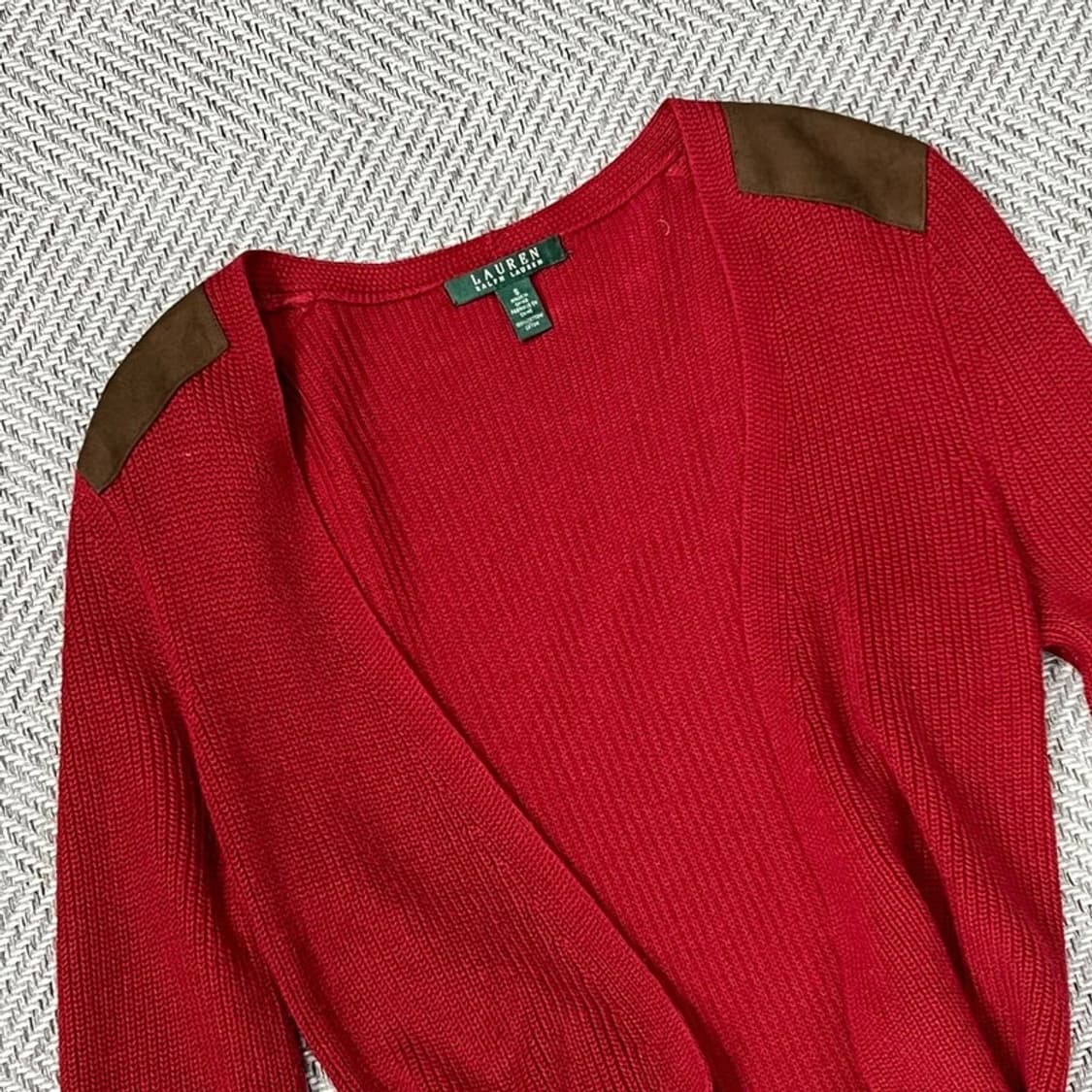 로렌 랄프로렌 스웨이드 패치 로브 가디건 v0688 상품이미지3