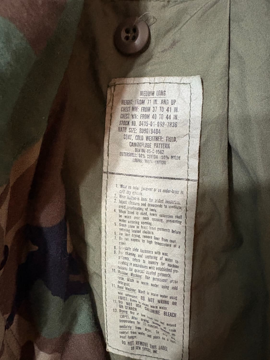 80‘s U.S Army Woodland Camo M-65 Field  상품이미지6