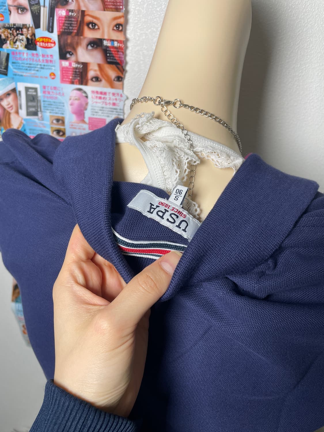 Polo assn 네이비 핑크 카라 반팔티 상품이미지3