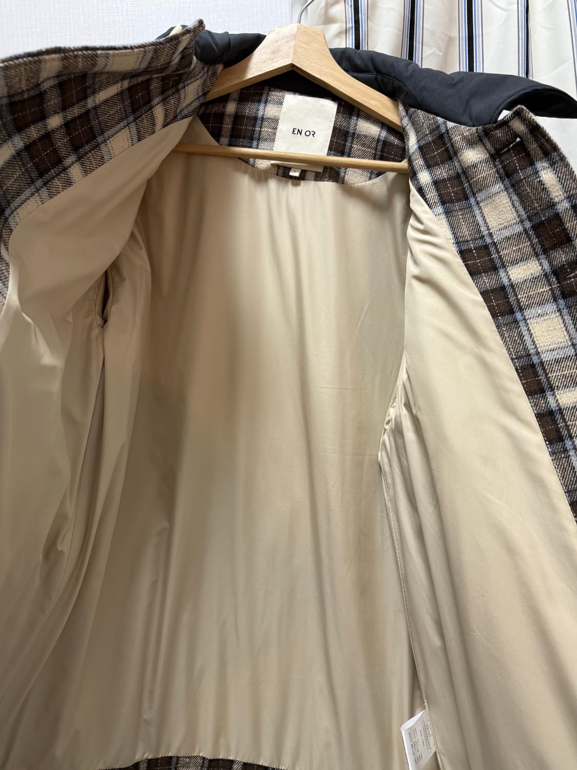 EN OR 엔오르 체크 퀼팅 자켓 브라운 새상품 상품이미지4