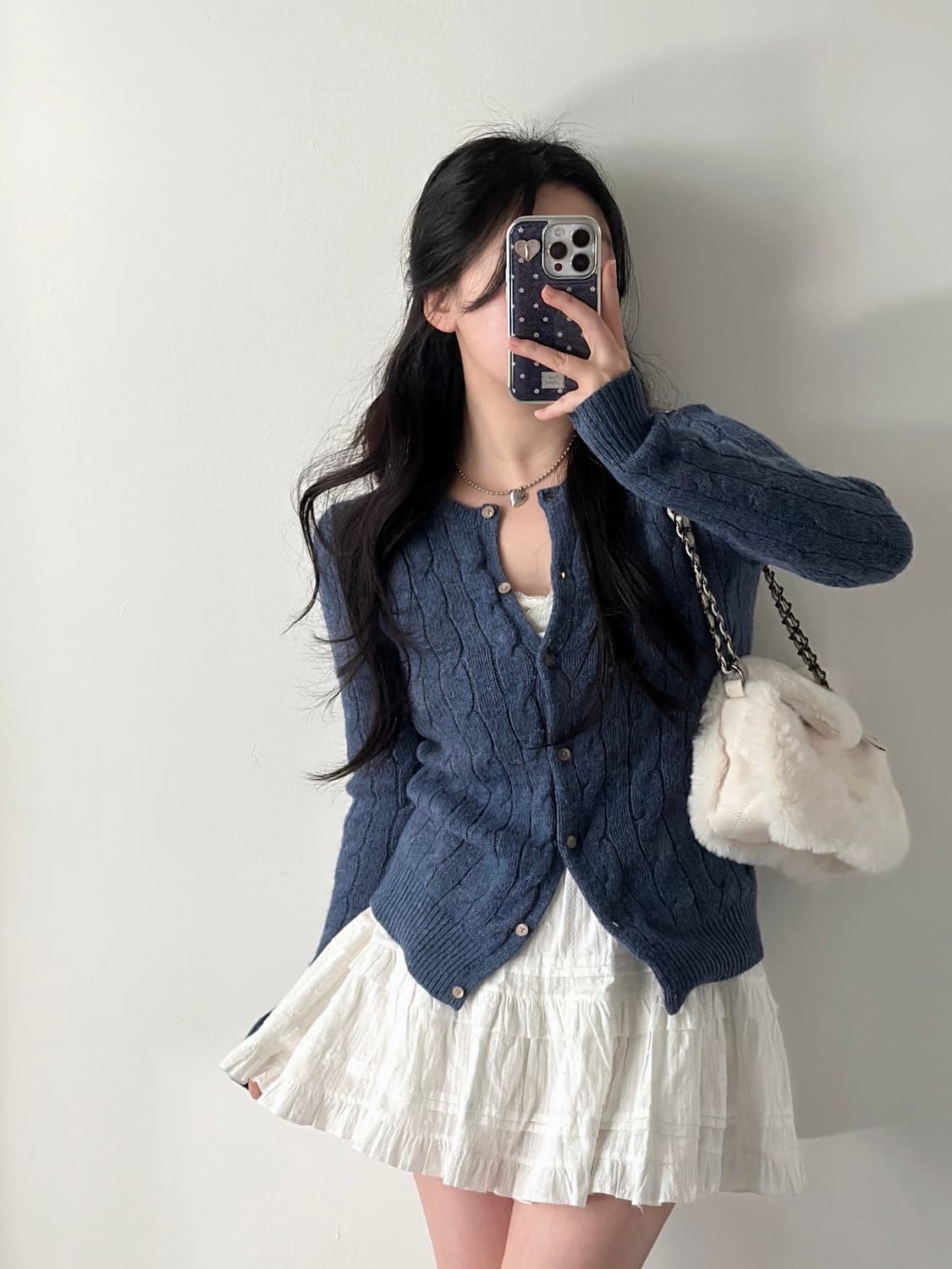 랄프로렌 뮤트블루 알파카 울 케이블 니트 가디건  상품이미지3