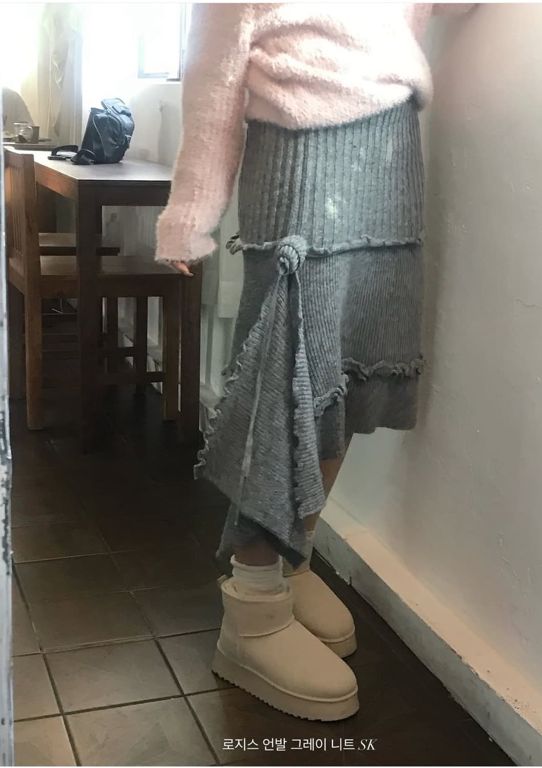 클라우드이모션 로지스 언발 그레이 니트 스커트 상품이미지5