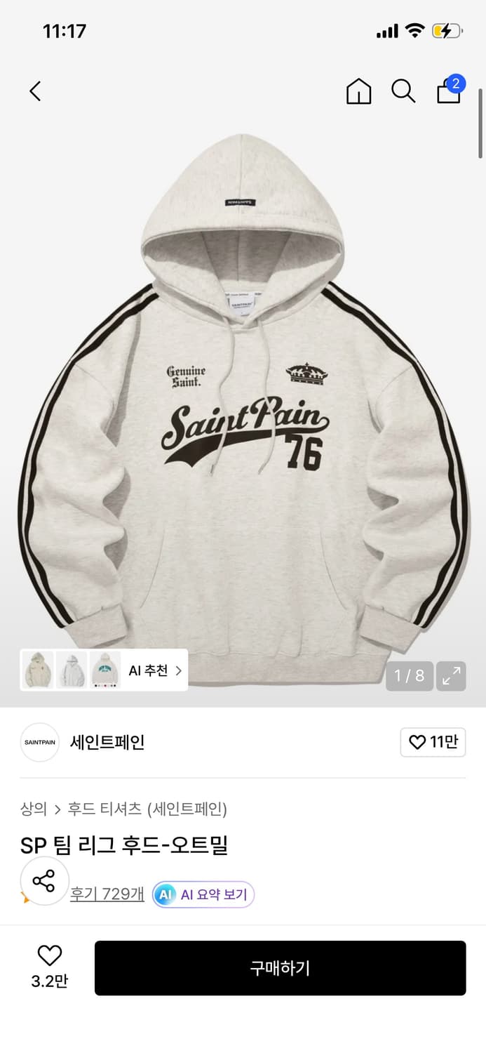 세인트페인 후드티 L 상품이미지1