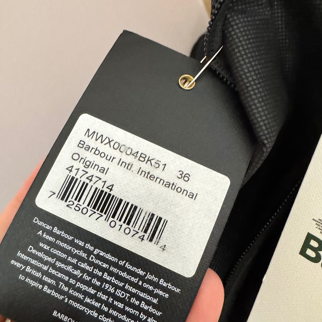 [36] 바버 인터내셔날 오리지날 재킷 - 블랙 / MWX0004BK51 상품이미지9