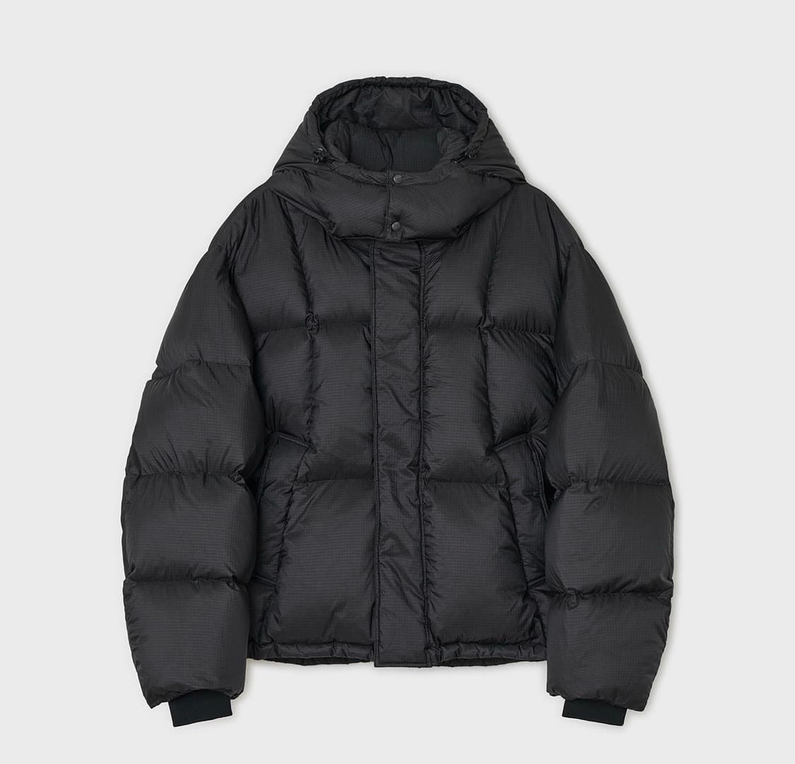 (완전 새상품) 벨리에 크로스라인 후디드 구스다운 립스탑 블랙 상품이미지1