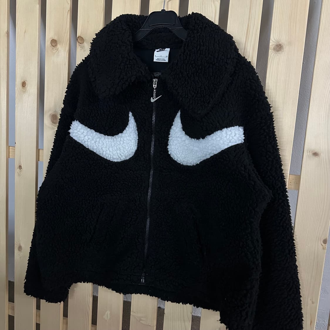 (S) 나이키 블랙 더블 스우시 쉐르파 후리스 플리스 자켓 상품이미지2
