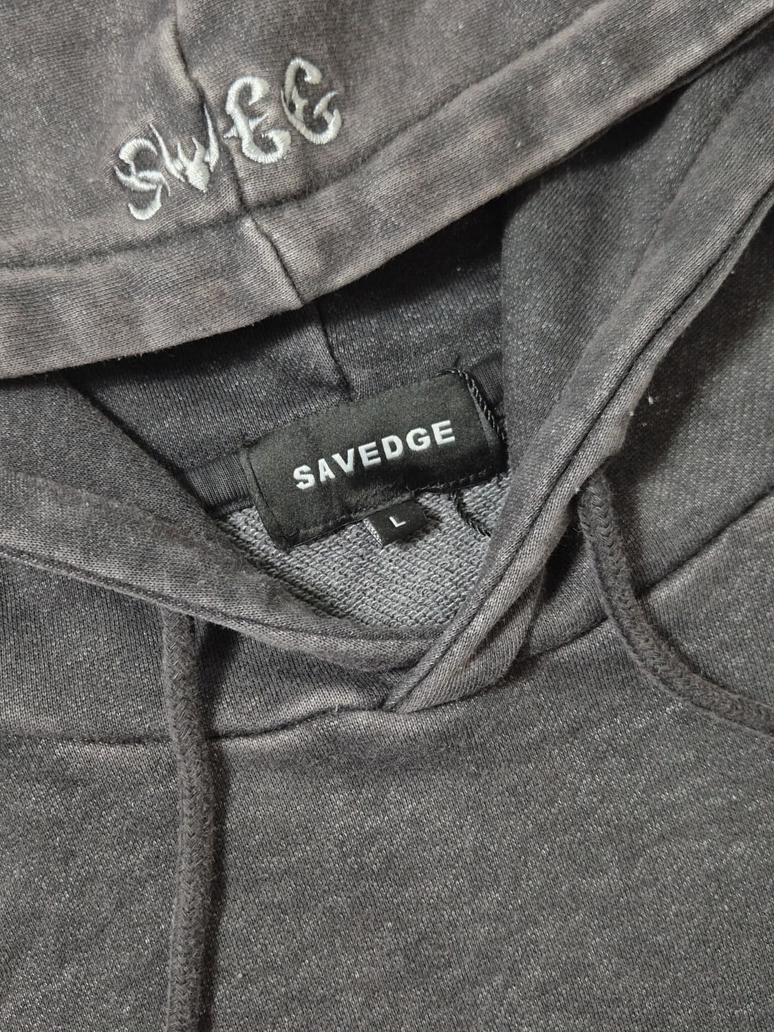 빈티지9. (새상품) 세이브지 SAVEDGE 차콜 빈티지 워싱 후드티 상품이미지2