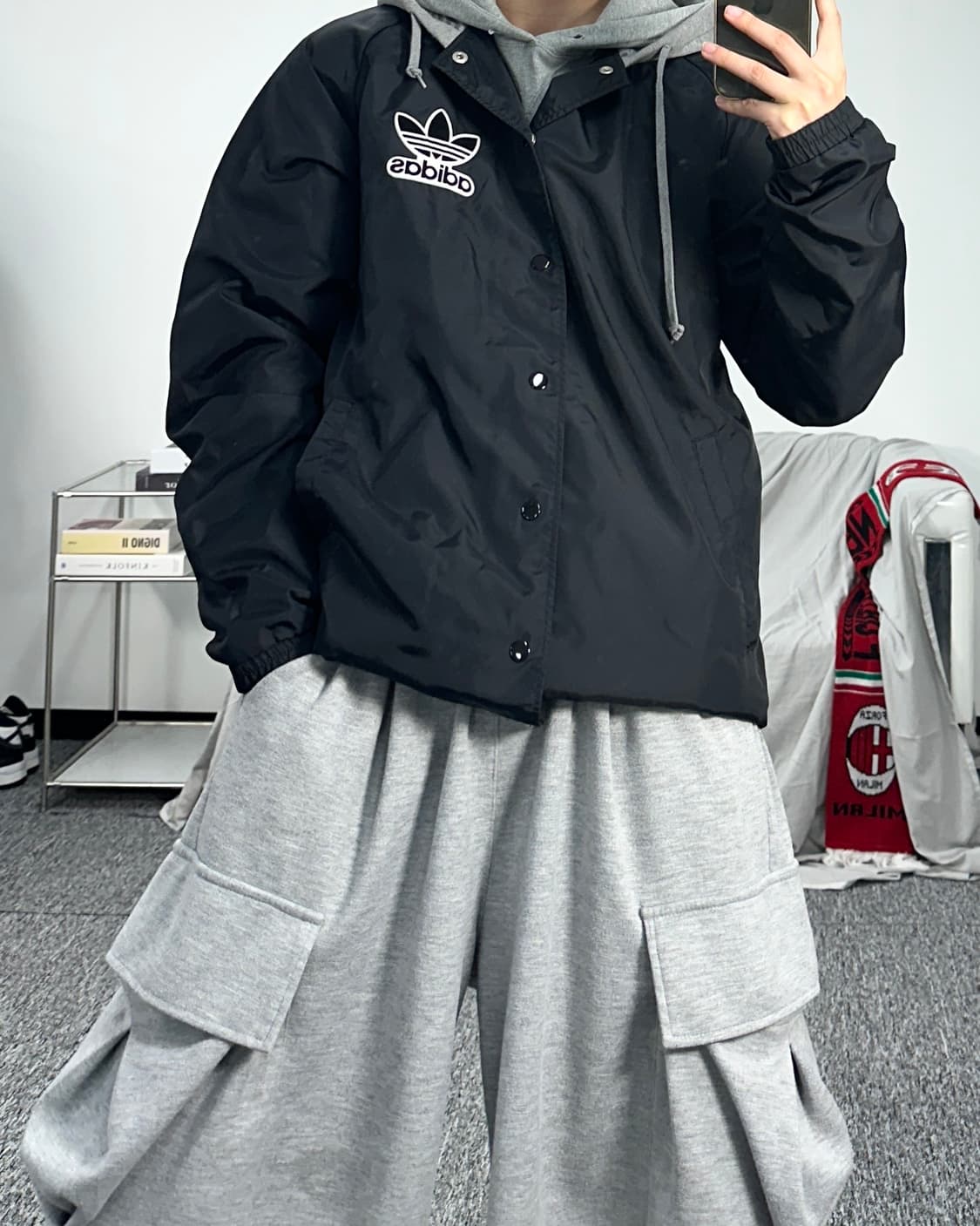 아디다스 빅로고 후드 코치 자켓 100 상품이미지3
