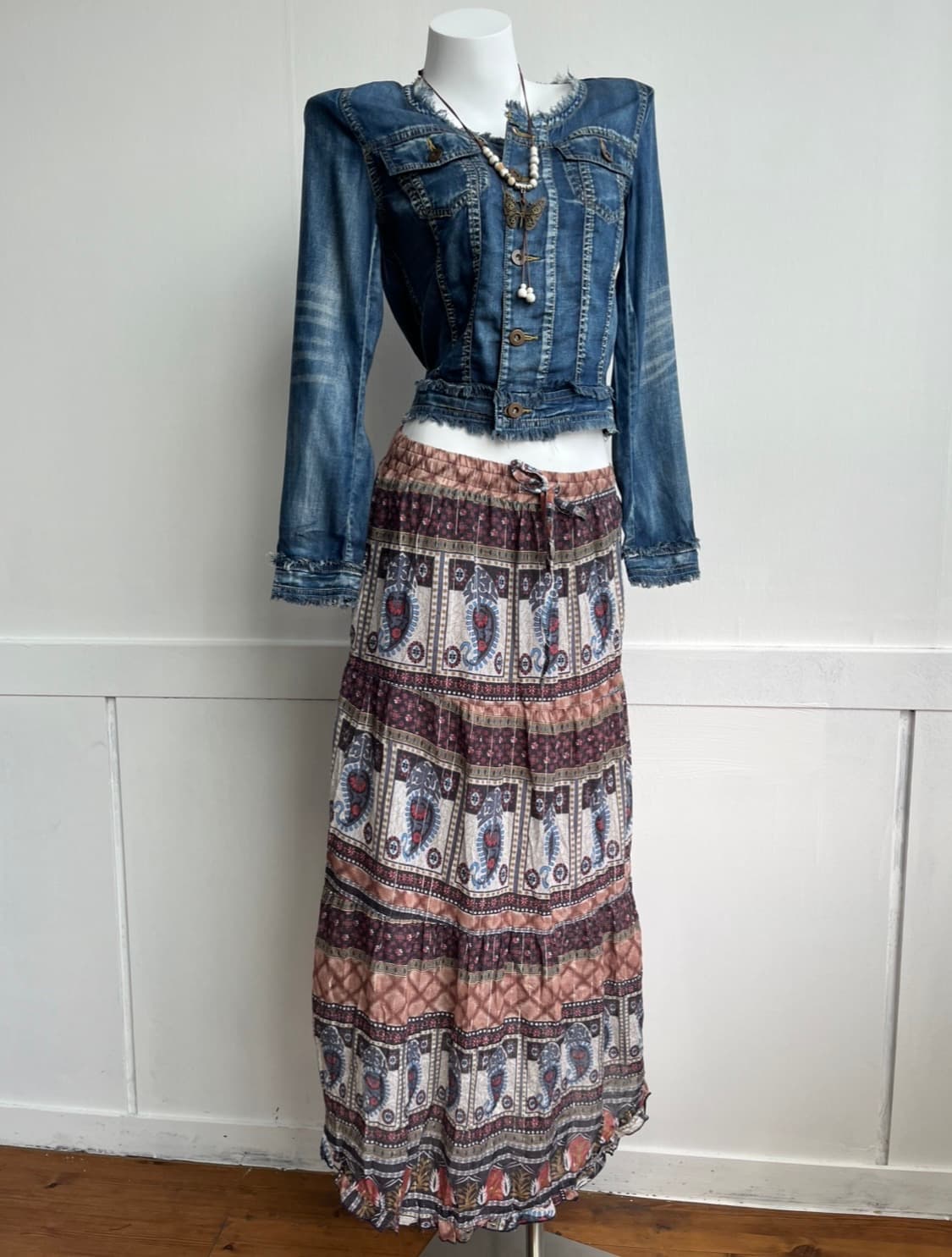 AFRICA TARO 페이즐리 패턴 롱 스커트 상품이미지2