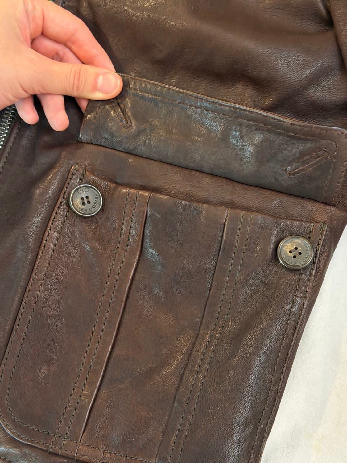 00s 돌체앤가바나 아카이브 램스킨 가죽자켓 브라운 상품이미지4