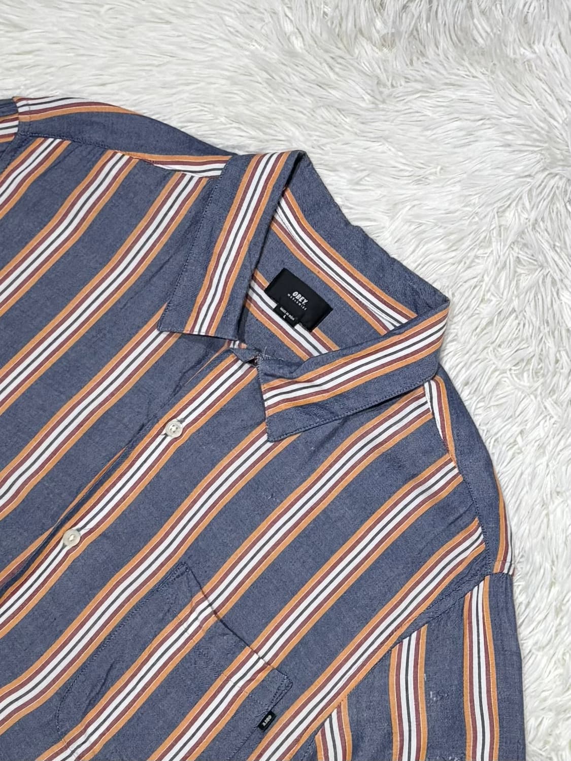 오베이 스트라이프 반팔 셔츠 상품이미지4