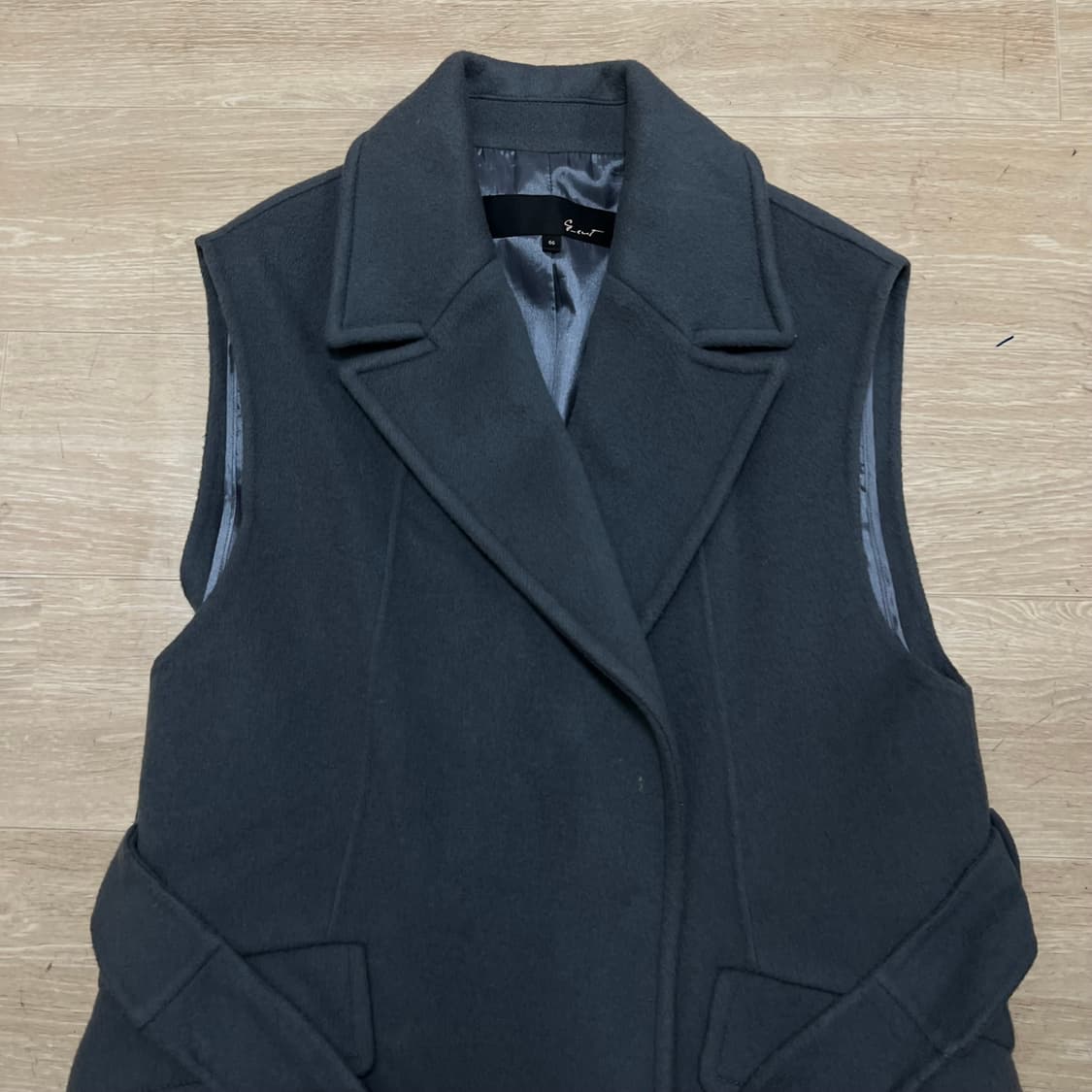 지고트 여성 프리미엄 캐시미어 싱글 랩코트 조끼 [블루쉬 그레이] 66 상품이미지2