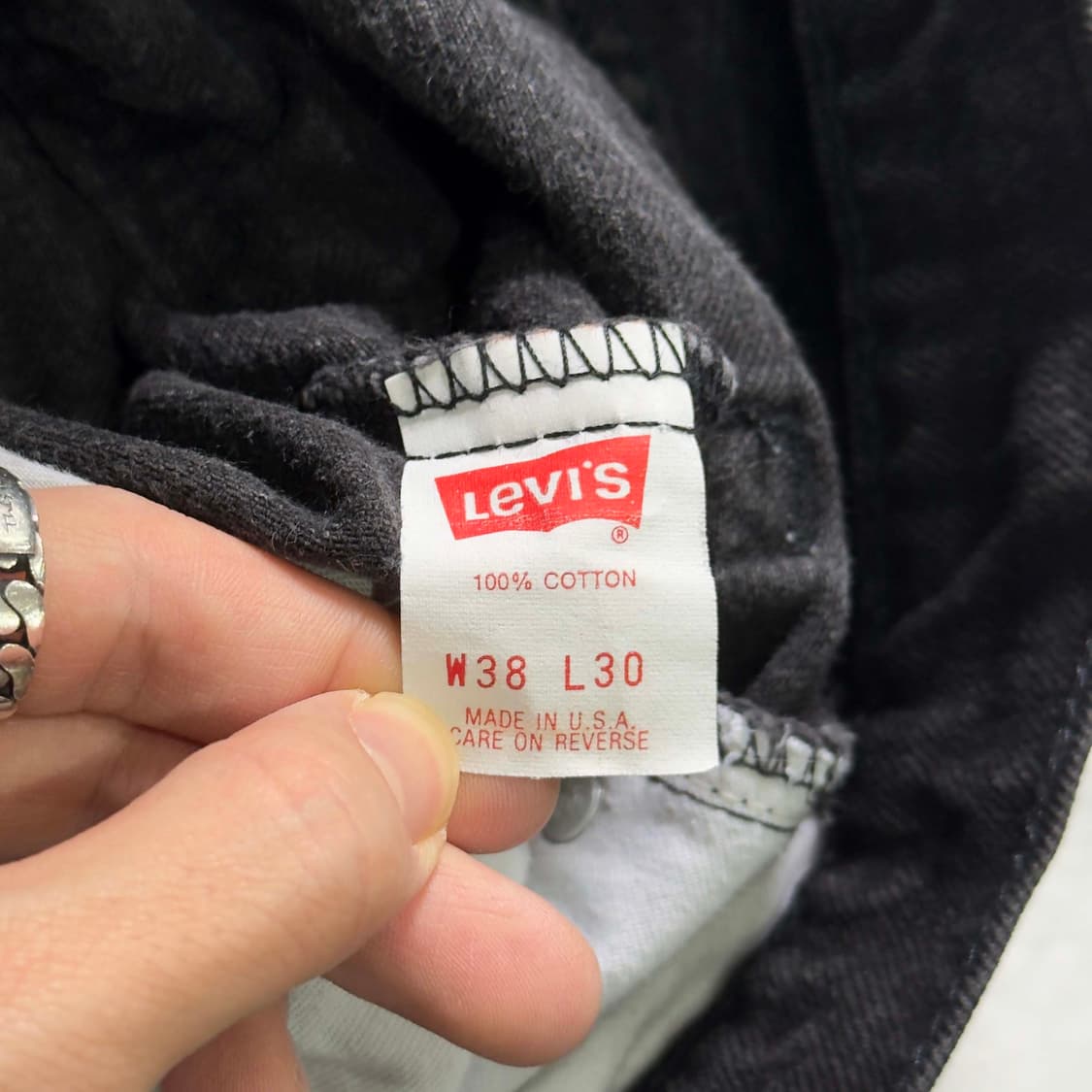 90s 리바이스 550 흑청 데님팬츠 W38 L30 상품이미지6