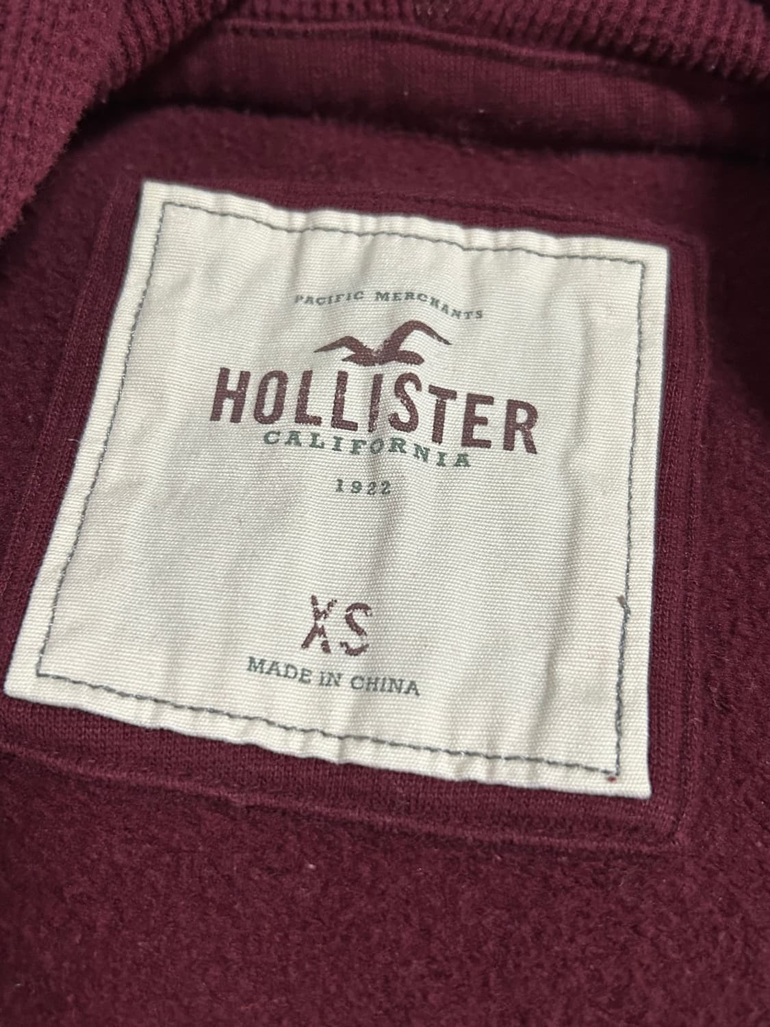 홀리스터 버건디 딱붙 후드집업 상품이미지2