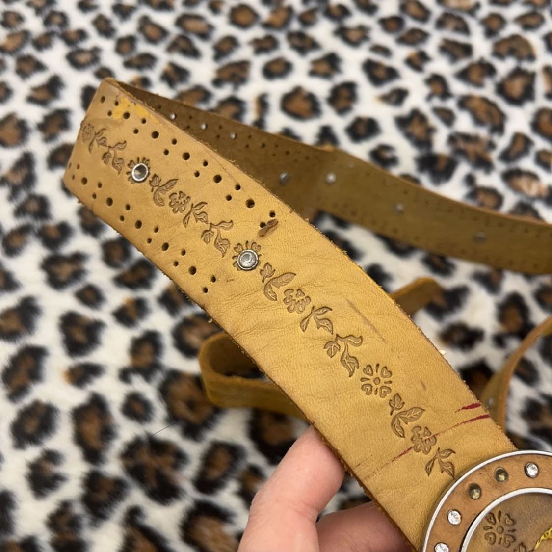 빈티지 레트로 웨스턴 히피 펀칭 스터드 벨트 C09647 상품이미지4