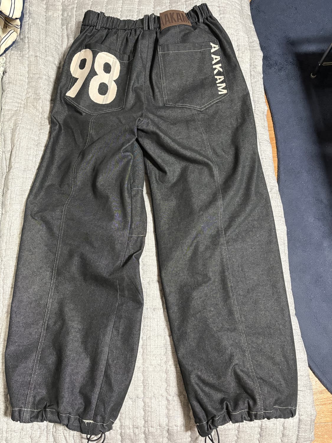 98 Printed Knee Pin-tuck Denim Pants (Bl 상품이미지3