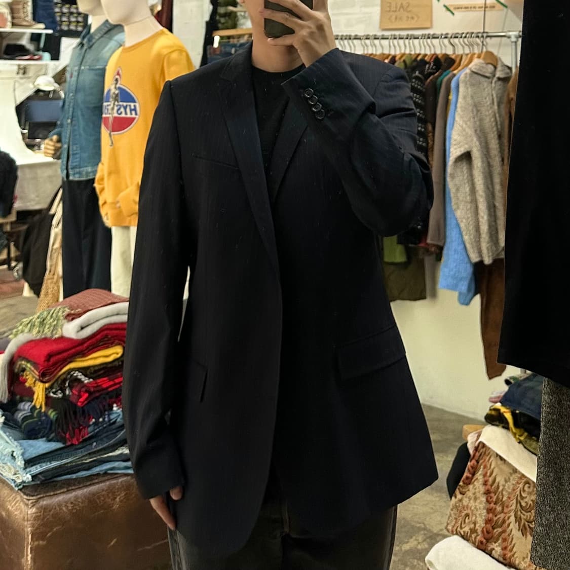 (착용컷) HUGO BOSS 스트라이프 블레이져 (남성용 105) 상품이미지3