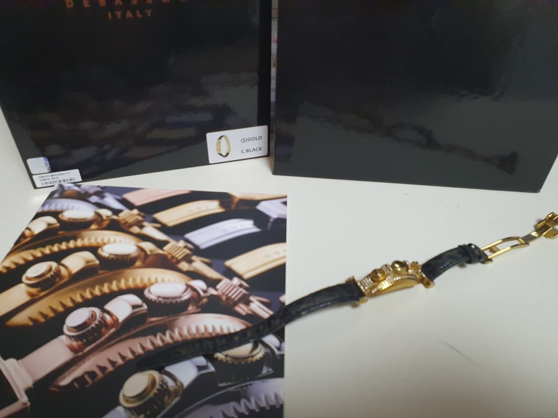 드바스크 악어가죽+스와로브스키 OG 유광골드 블랙)정품 상품이미지1