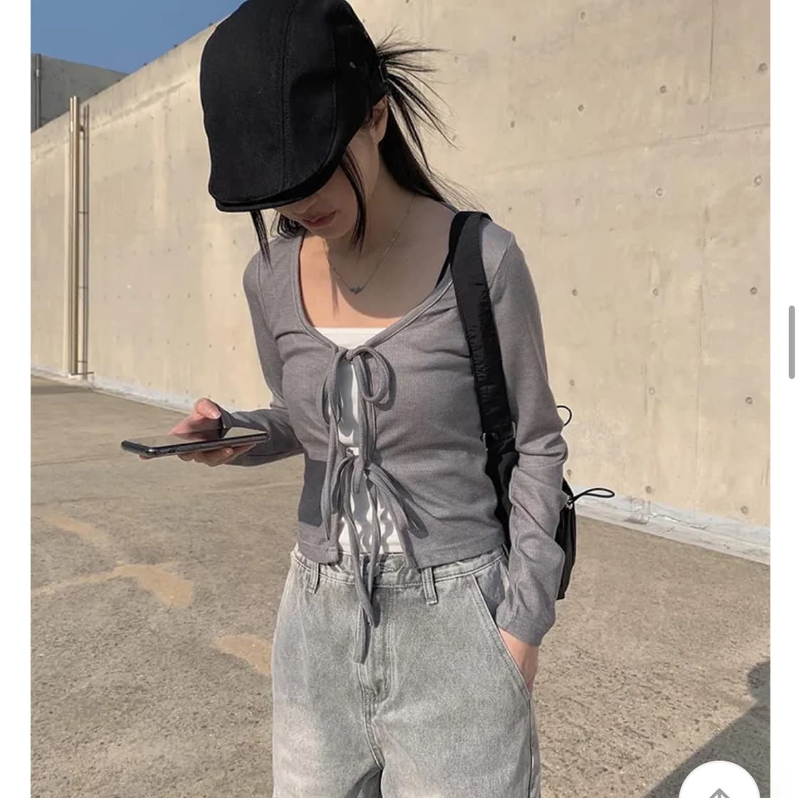 애니원모어 프키 리본 볼레로 가디건 그레이 상품이미지2