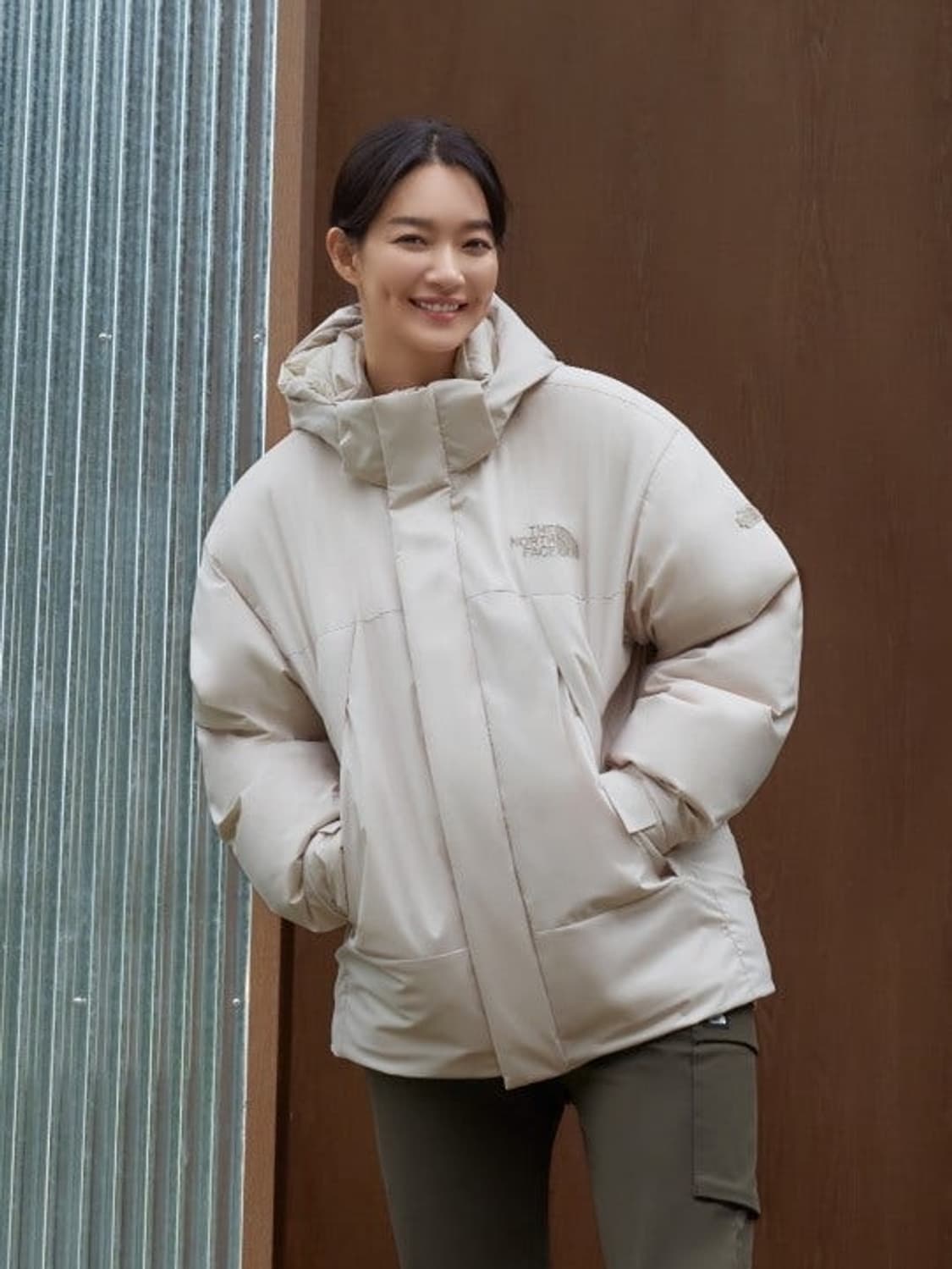 노스페이스 에어 히트 다운 패딩 아이보리 m 상품이미지2