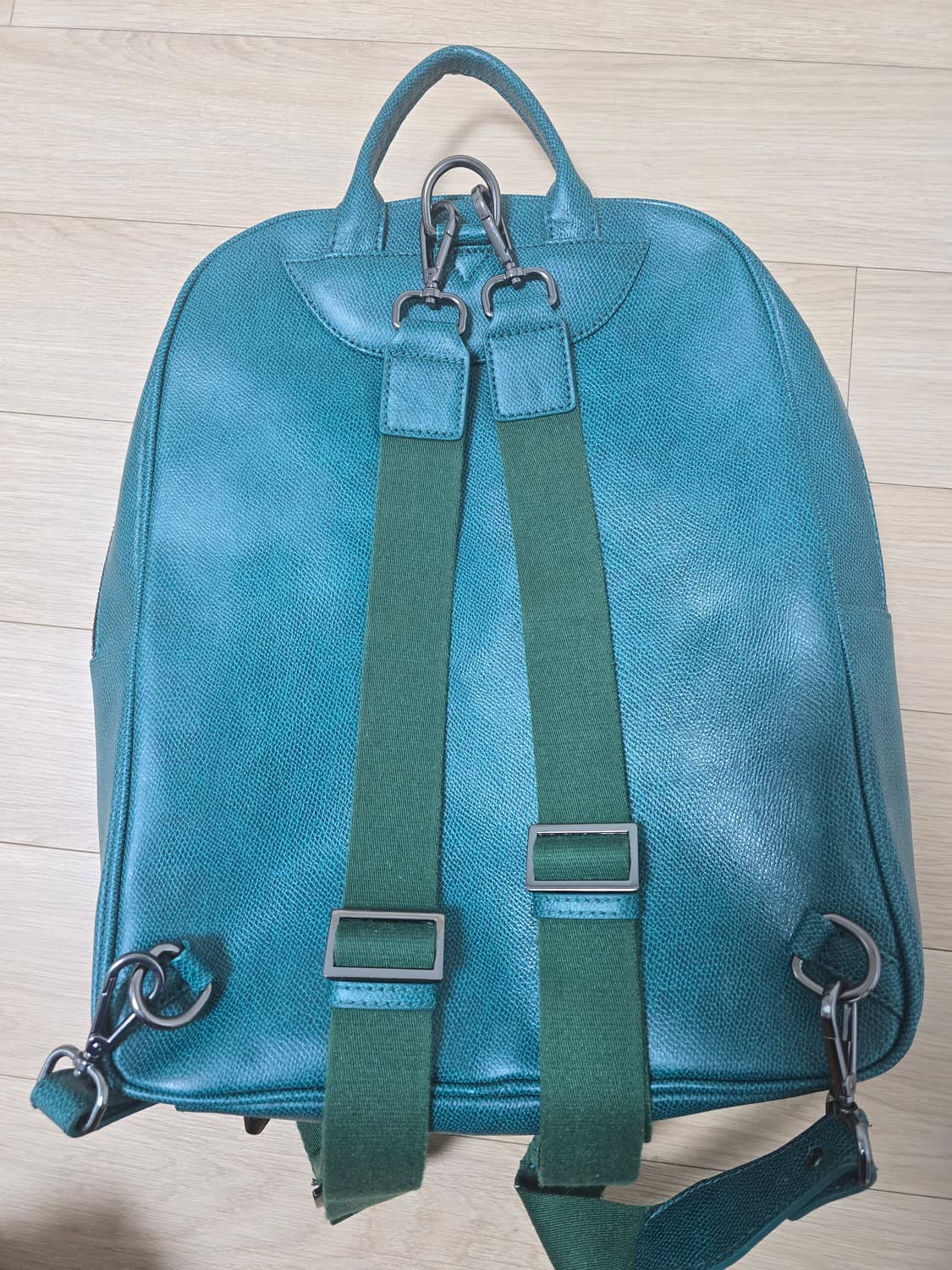 킨록 빈티지 소가죽 청록색 백팩 상품이미지3