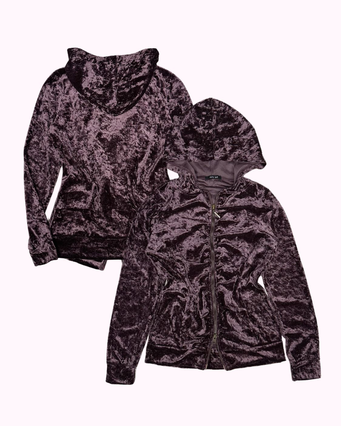 JOKY GAL purple velvet shirring hood zip 상품이미지1