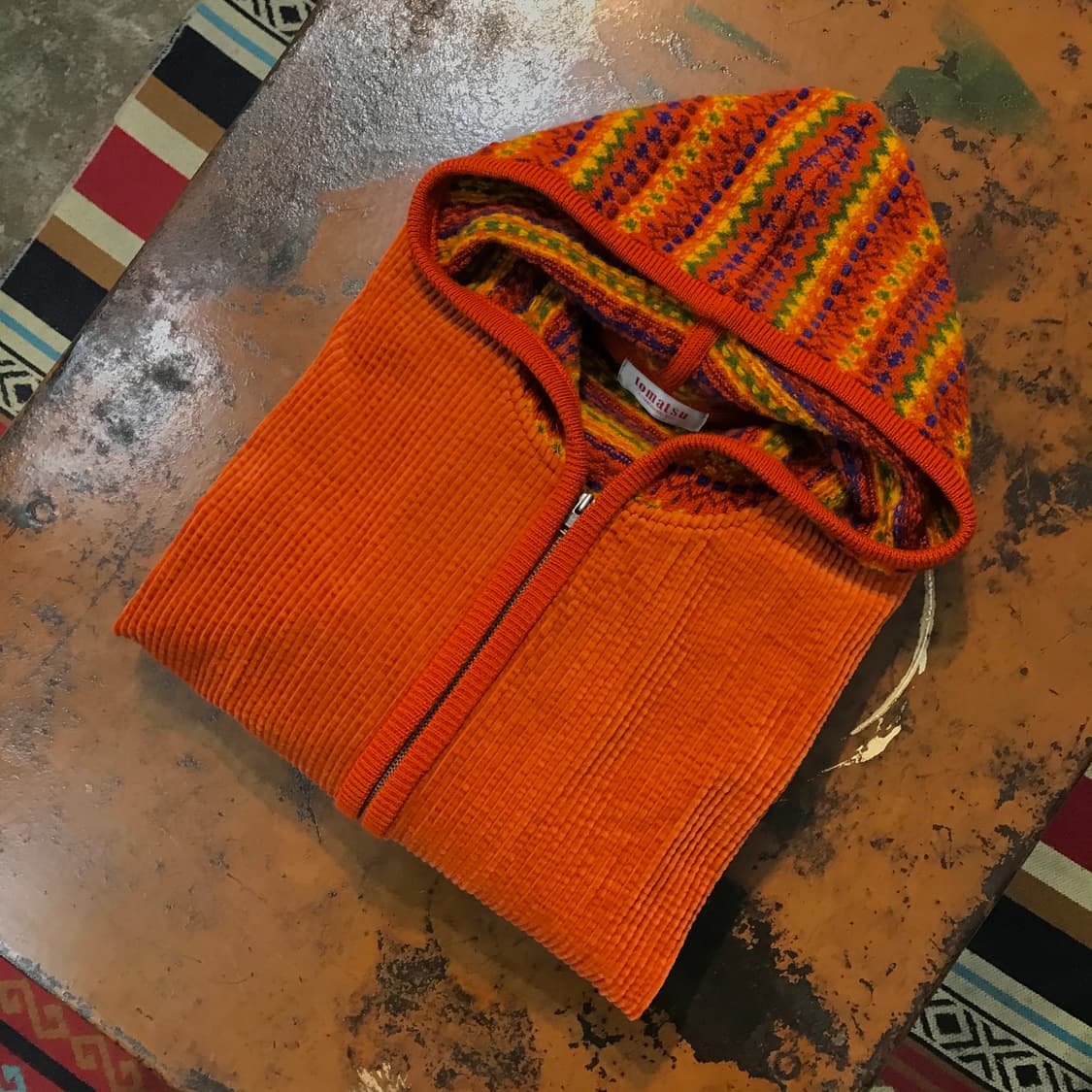 일본 빈티지 딥 오렌지 코듀로이 후드집업 여성 55 66 상품이미지1