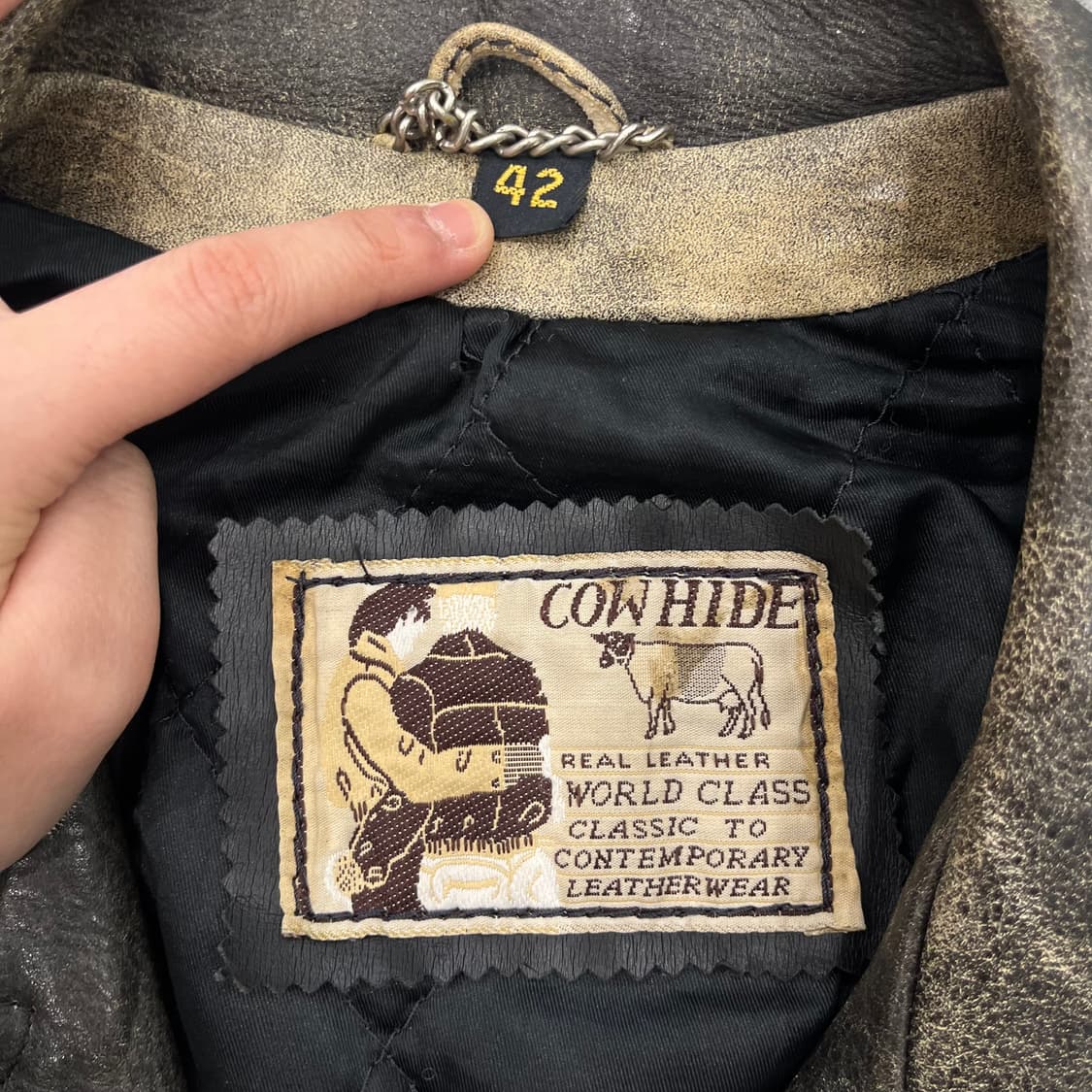 M 빈티지 소가죽 하드 에이징 라이더 가죽자켓 상품이미지5