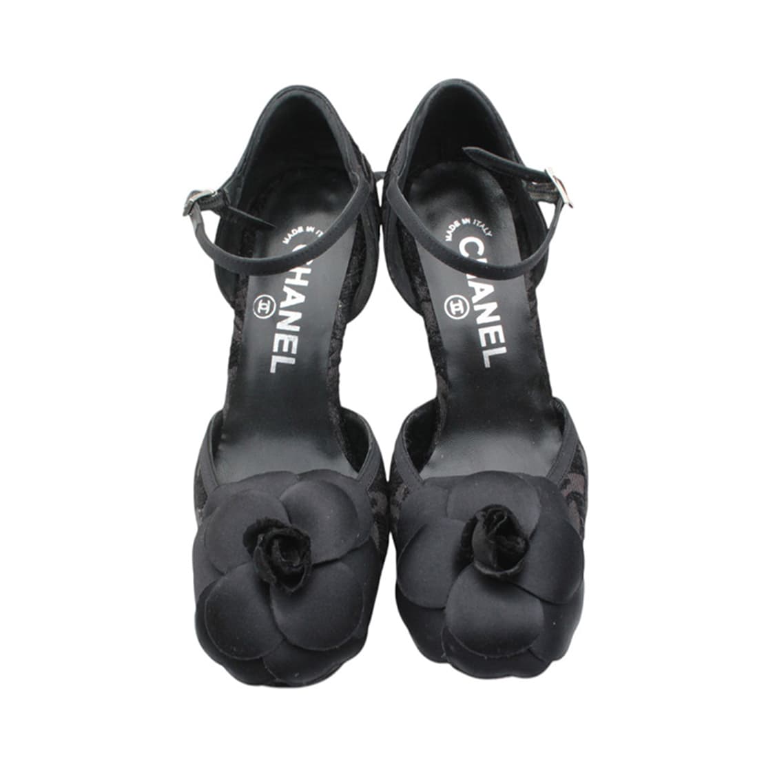 샤넬 블랙 까멜리아 벨벳 펌프스 35. 1/2 상품이미지2